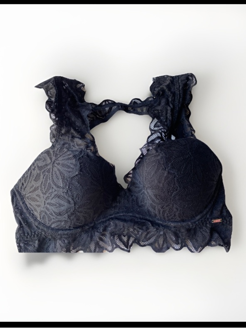 PINK Victoria's Secret Underwired Lace Date Push-up Bralette Black Size M